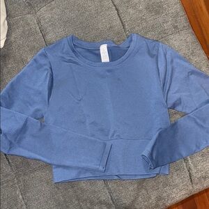 Blue Long Sleeve Crop Top